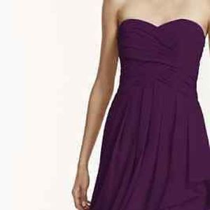 Short Crinkle Chiffon Dress with Front Cascade